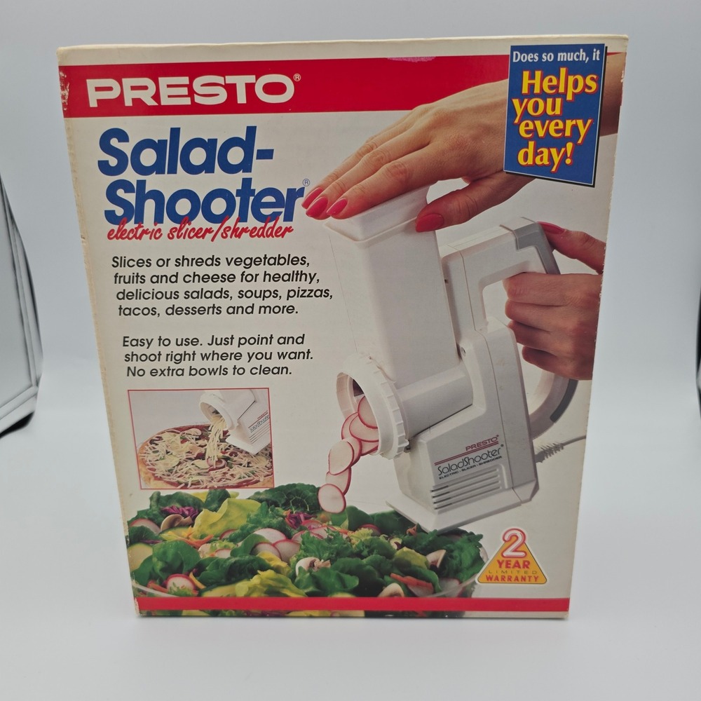 Presto Salad Shooter Electric Slicer Shredder White 02910 Vintage 1993 NIB